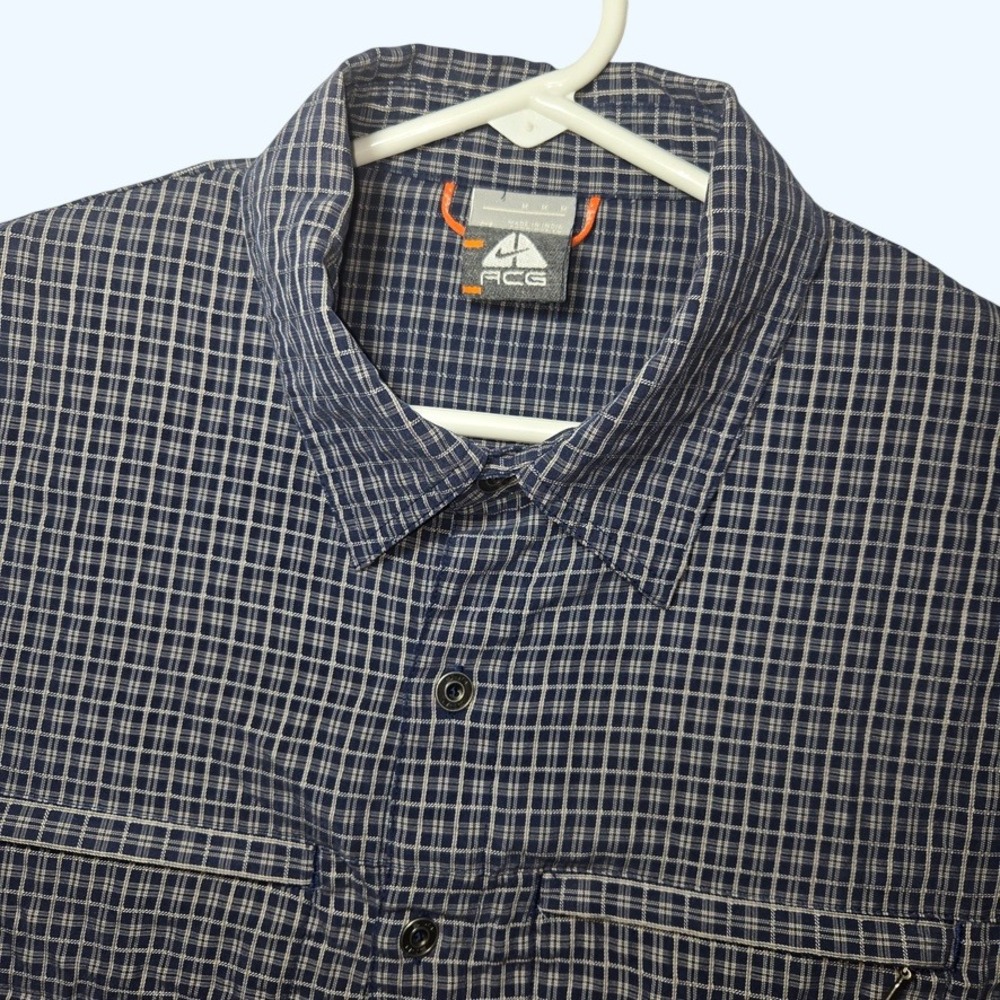 Nike ACG Vintage Grid Short Sleeve Button Down Mens Medium Utility Hiking Shirt